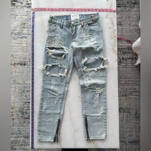 One Teaspoon Blue Skinny Distressed Jeans